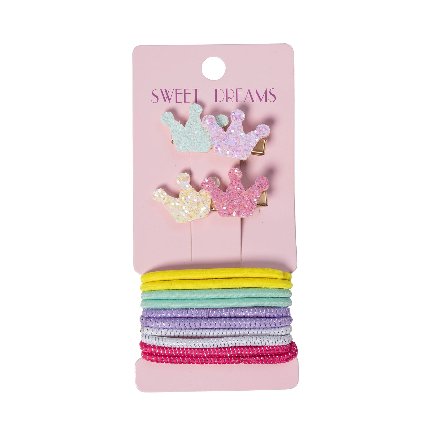 Sweet Dreams Assorted Hair Ties With Crown Hair Clips