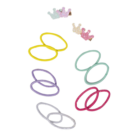 Sweet Dreams Assorted Hair Ties With Crown Hair Clips