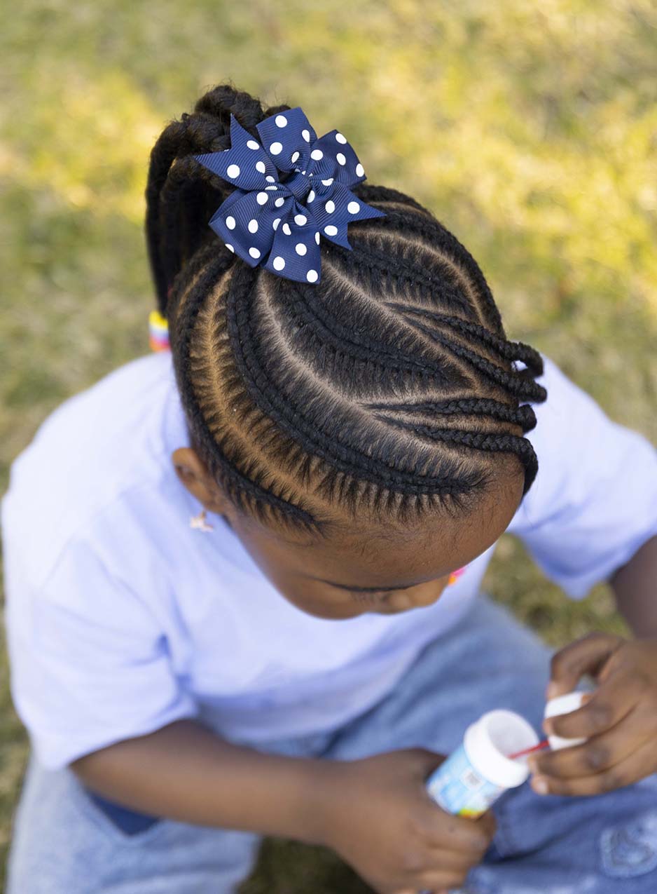 Khumo Navy Polka Dot Bow